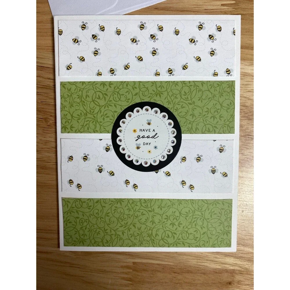 Bee & Flowers Greeting Card - Handmade A2 Card – All Occasion Blank Card